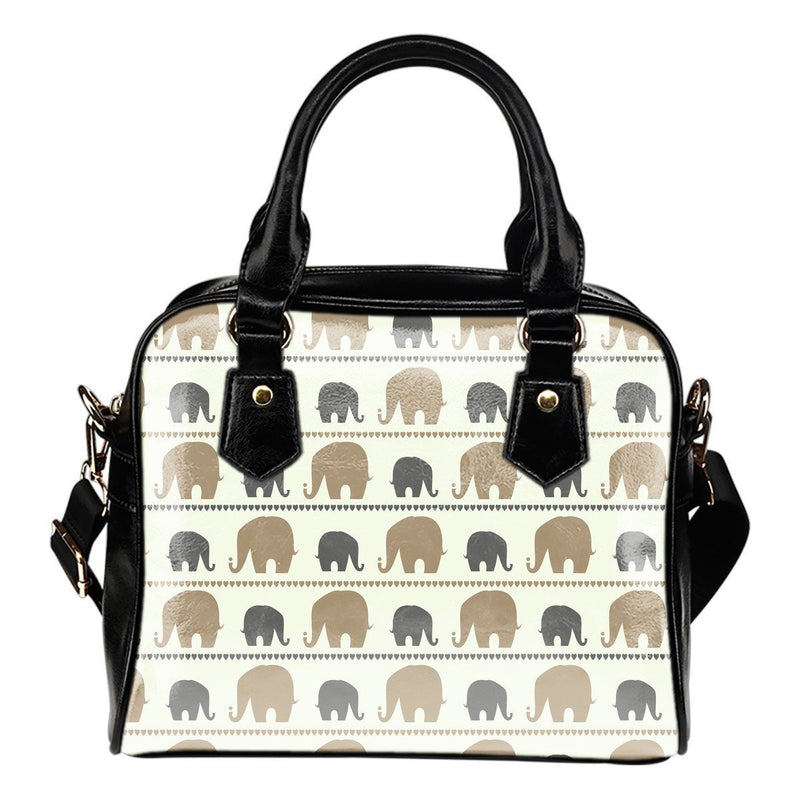 Elephant Aztec Leather Shoulder Handbag