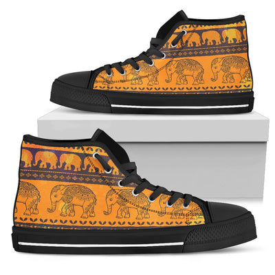 Elephant Aztec Men High Top Shoes