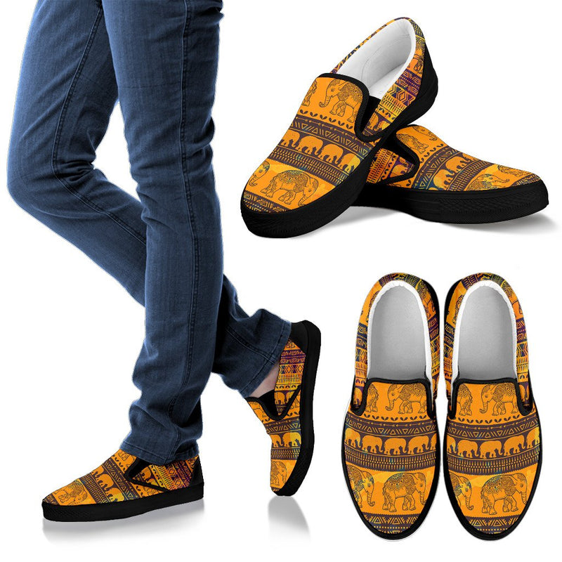 Elephant Aztec Men Slip On Shoes