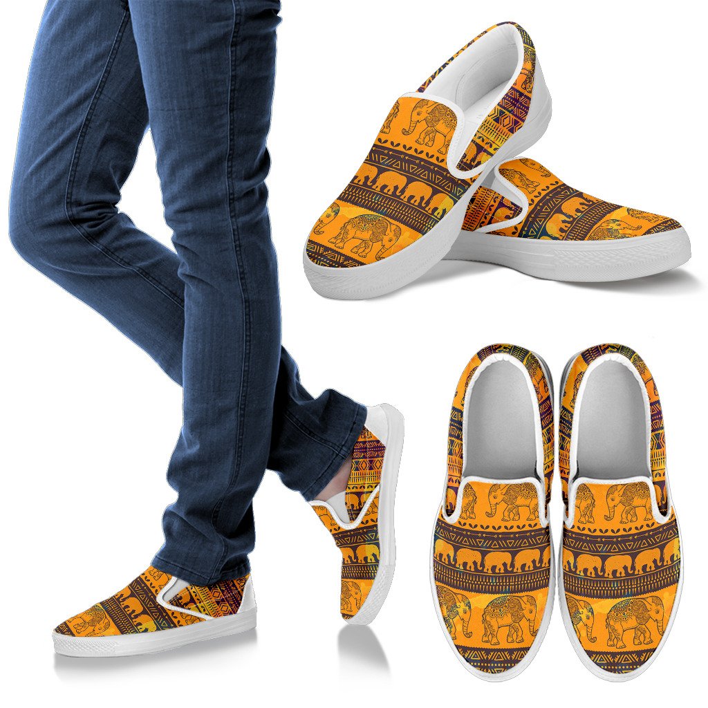 Elephant Aztec Men Slip On Shoes