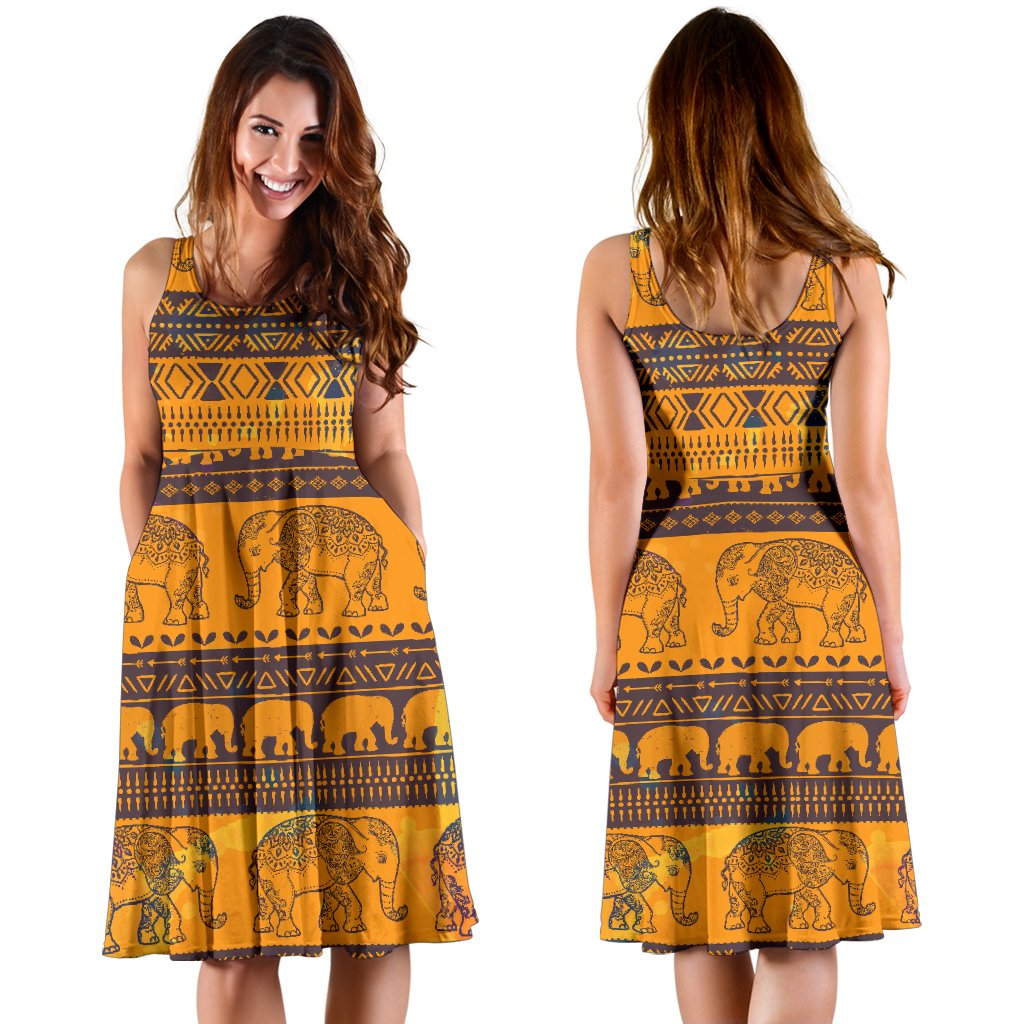 Elephant Aztec Sleeveless Mini Dress