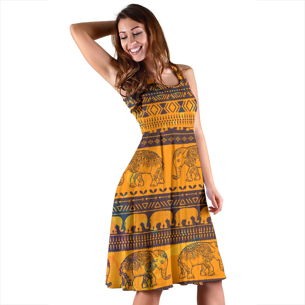 Elephant Aztec Sleeveless Mini Dress