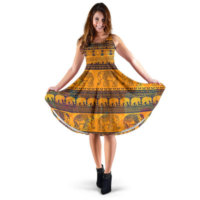 Elephant Aztec Sleeveless Mini Dress