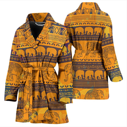Elephant Aztec Women Bath Robe
