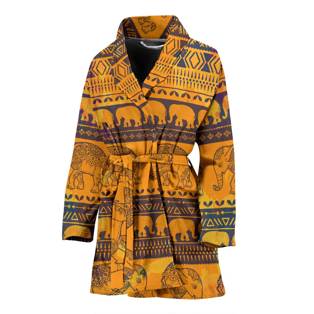 Elephant Aztec Women Bath Robe