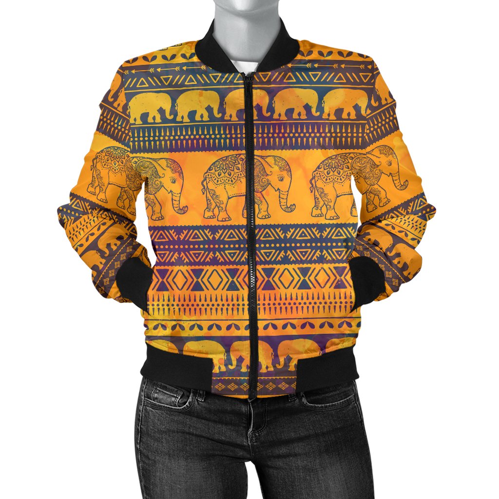 Elephant Aztec Women Casual Bomber Jacket