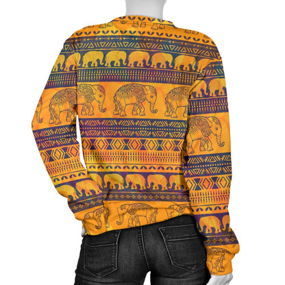 Elephant Aztec Women Crewneck Sweatshirt