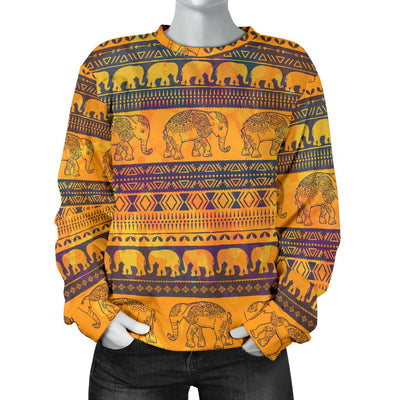 Elephant Aztec Women Crewneck Sweatshirt