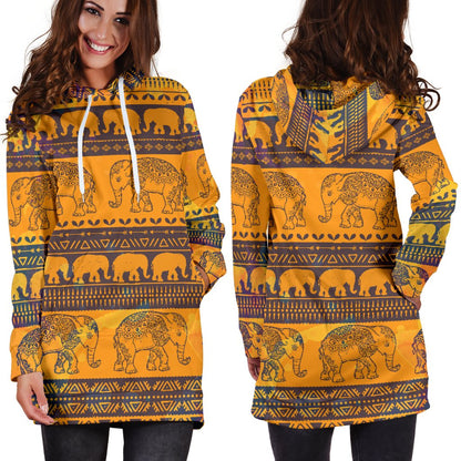 Elephant Aztec Women Hoodie Dress