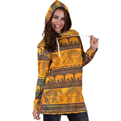 Elephant Aztec Women Hoodie Dress