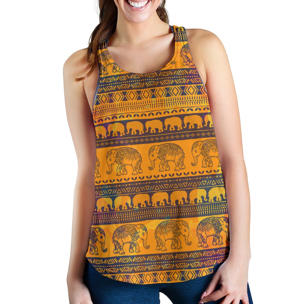 Elephant Aztec Women Racerback Tank Top