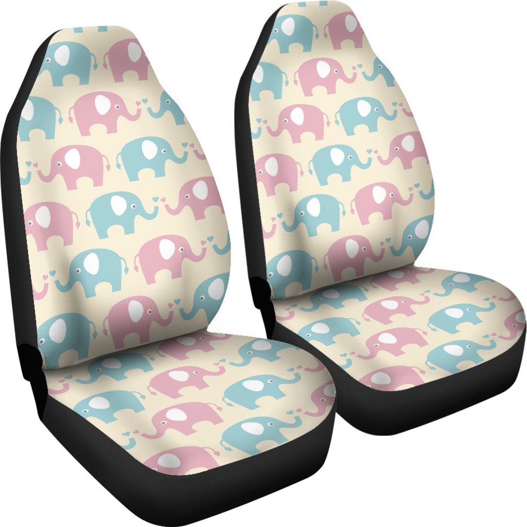 Elephant Baby Pastel Print Pattern Universal Fit Car Seat Covers