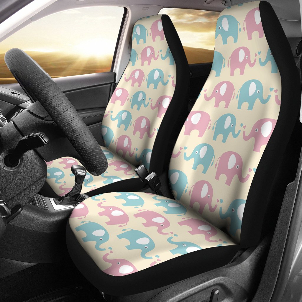 Elephant Baby Pastel Print Pattern Universal Fit Car Seat Covers