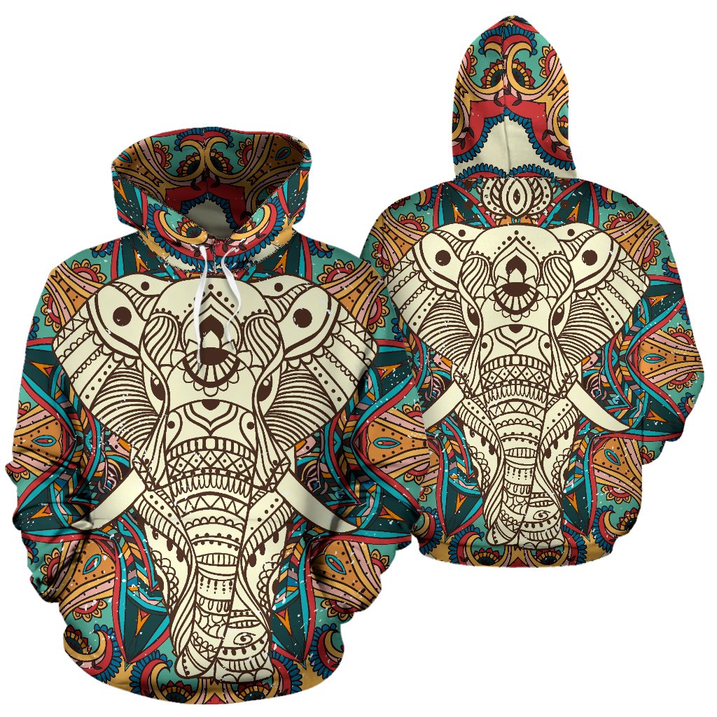 Elephant Colorful Indian All Over Print Hoodie