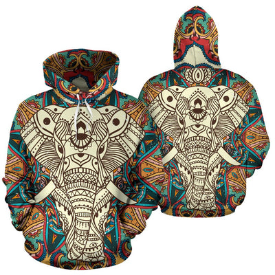 Elephant Colorful Indian All Over Zip Up Hoodie