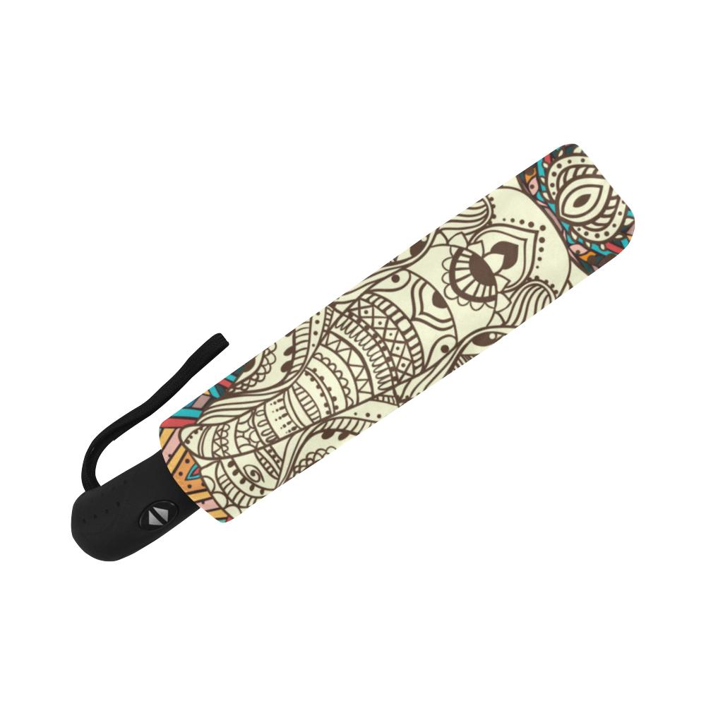 Elephant Colorful Indian Automatic Foldable Umbrella