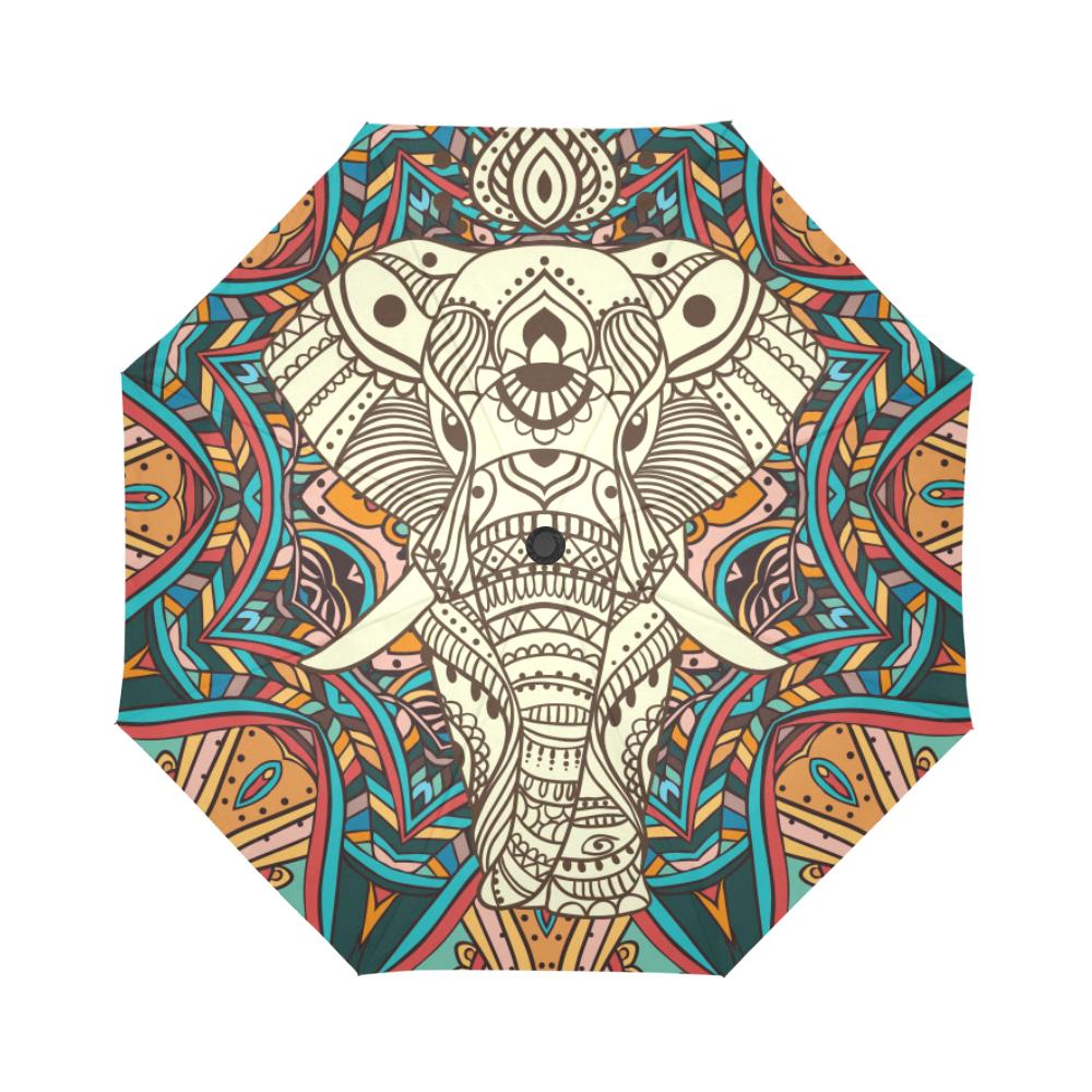 Elephant Colorful Indian Automatic Foldable Umbrella