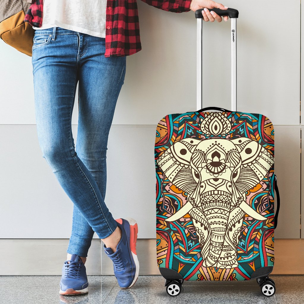 Elephant Colorful Indian Luggage Cover Protector
