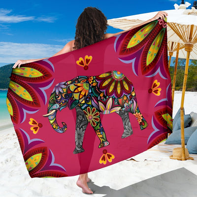 Elephant Colorful Indian Mandala Beach Sarong Pareo Wrap
