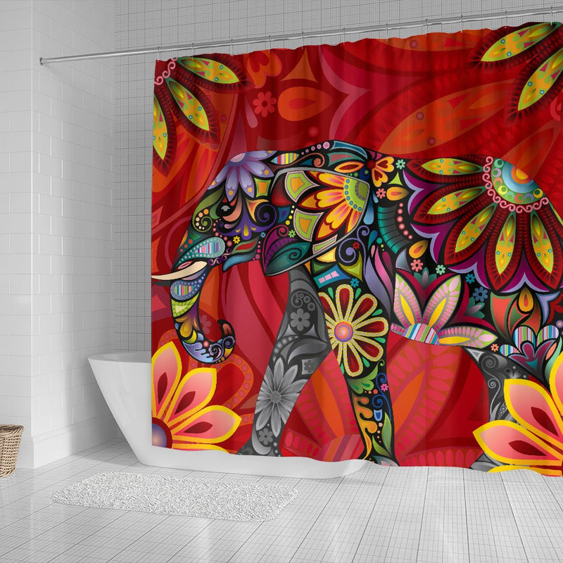 Elephant Colorful Indian Mandala Shower Curtain