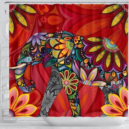 Elephant Colorful Indian Mandala Shower Curtain