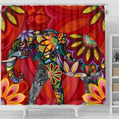 Elephant Colorful Indian Mandala Shower Curtain