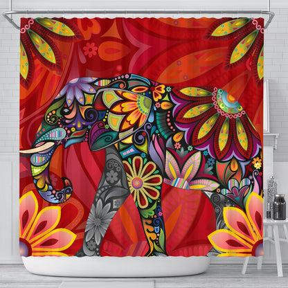 Elephant Colorful Indian Mandala Shower Curtain