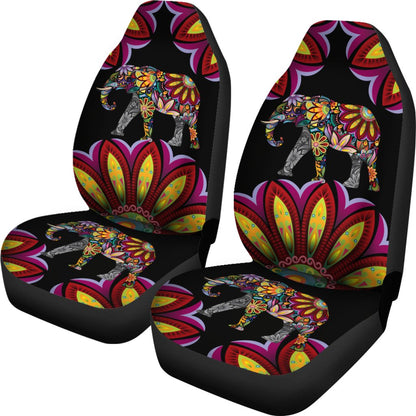 Elephant Colorful Indian Mandala Universal Fit Car Seat Covers