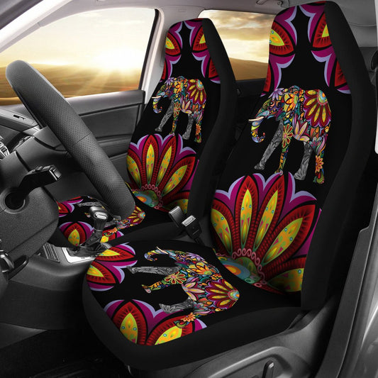 Elephant Colorful Indian Mandala Universal Fit Car Seat Covers