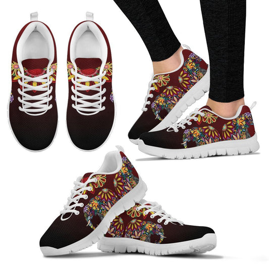 Elephant Colorful Indian Mandala Women Sneakers