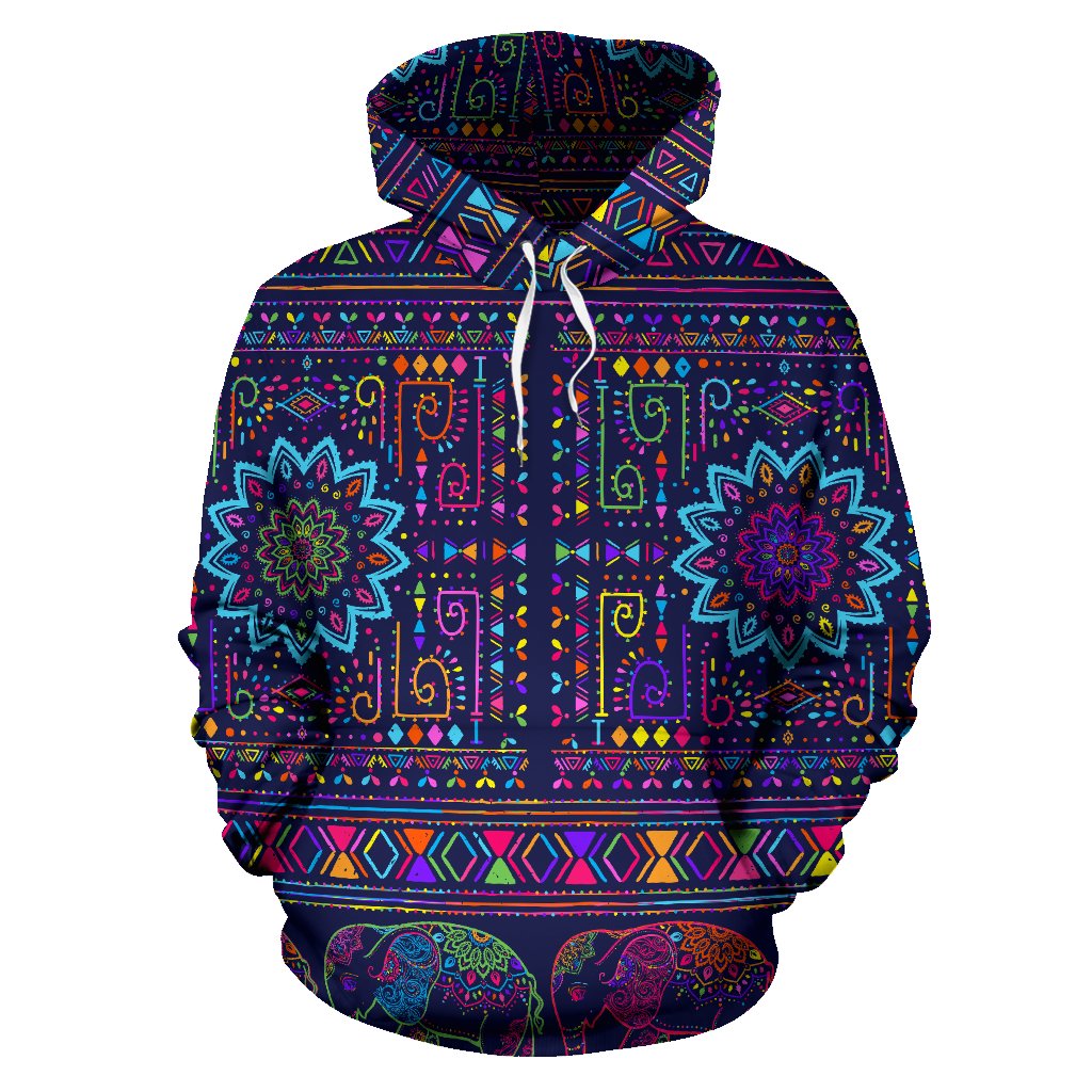 Elephant Colorful Indian Print All Over Print Hoodie