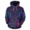 Elephant Colorful Indian Print All Over Zip Up Hoodie