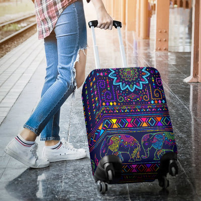 Elephant Colorful Indian Print Luggage Cover Protector
