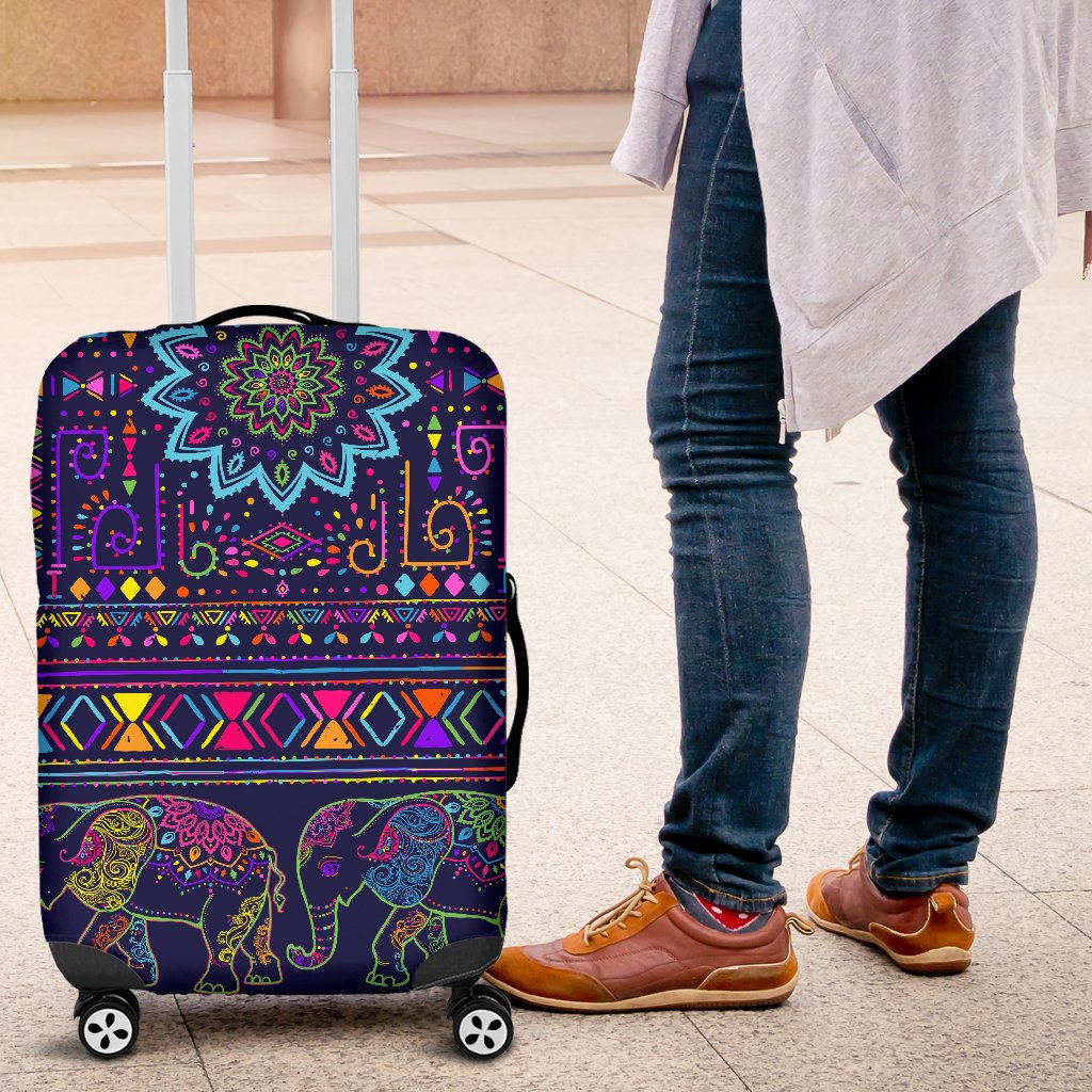 Elephant Colorful Indian Print Luggage Cover Protector