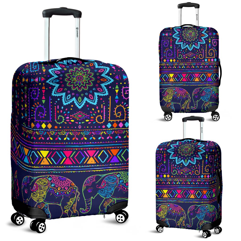 Elephant Colorful Indian Print Luggage Cover Protector
