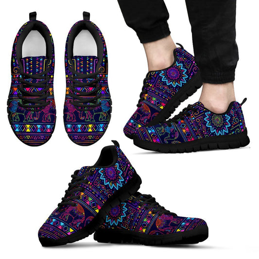 Elephant Colorful Indian Print Men Sneakers