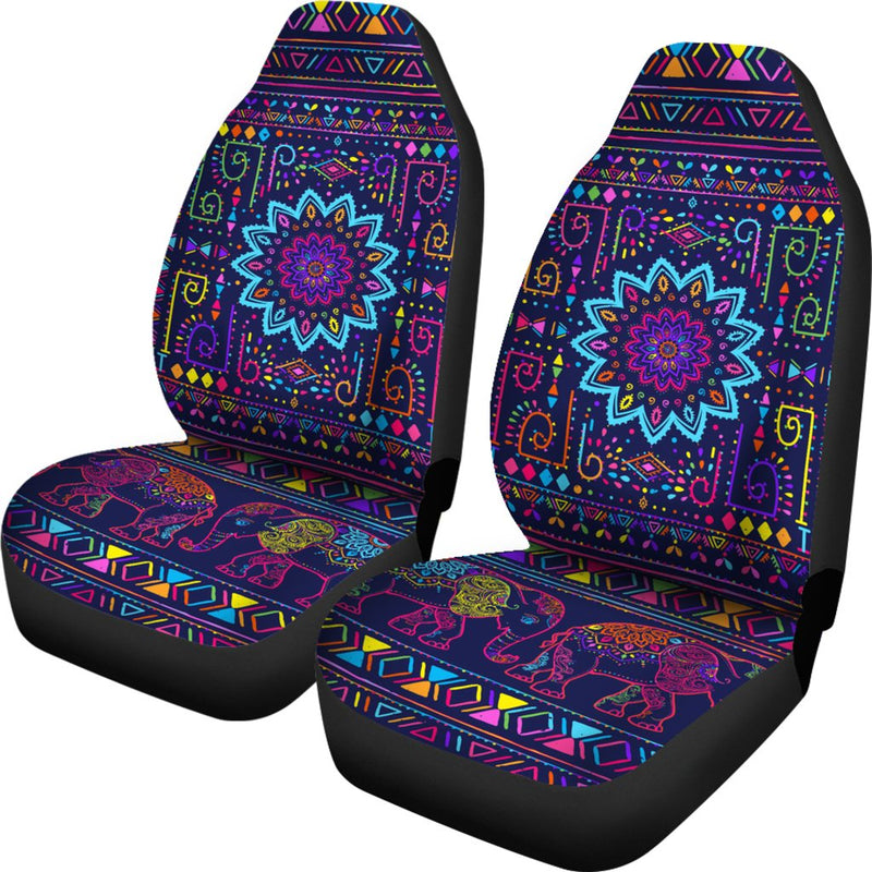 Elephant Colorful Indian Print Universal Fit Car Seat Covers