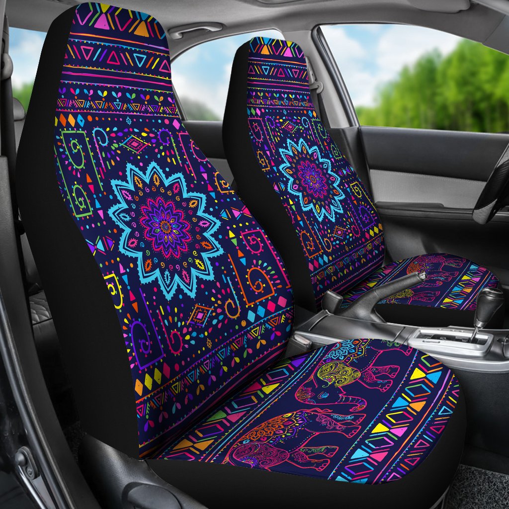 Elephant Colorful Indian Print Universal Fit Car Seat Covers