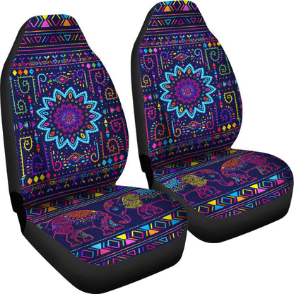 Elephant Colorful Indian Print Universal Fit Car Seat Covers