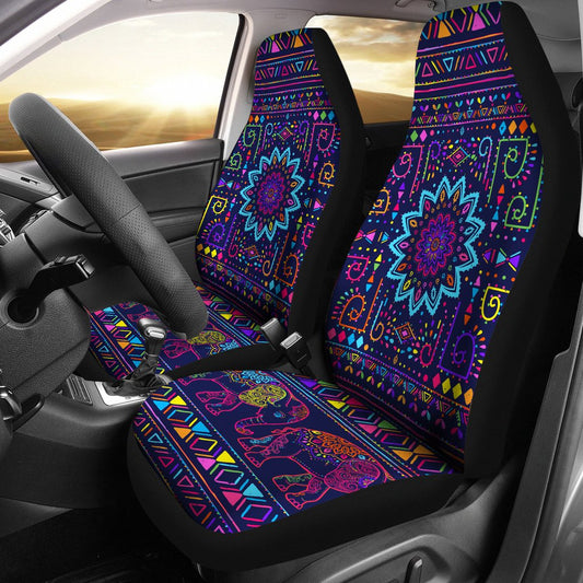 Elephant Colorful Indian Print Universal Fit Car Seat Covers