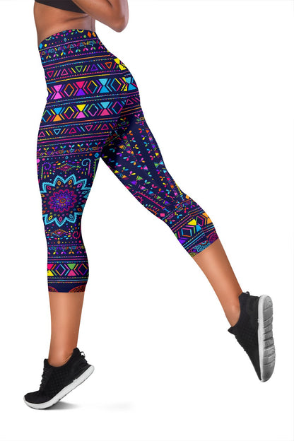 Elephant Colorful Indian Print Women Capris