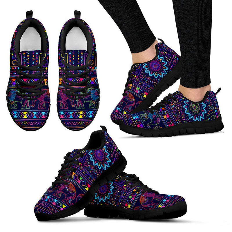 Elephant Colorful Indian Print Women Sneakers