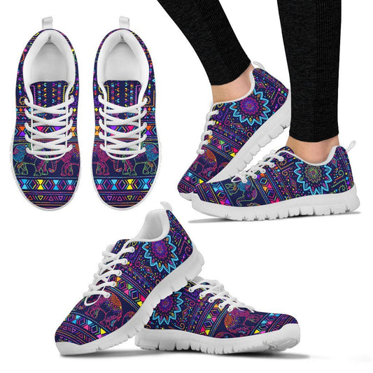 Elephant Colorful Indian Print Women Sneakers