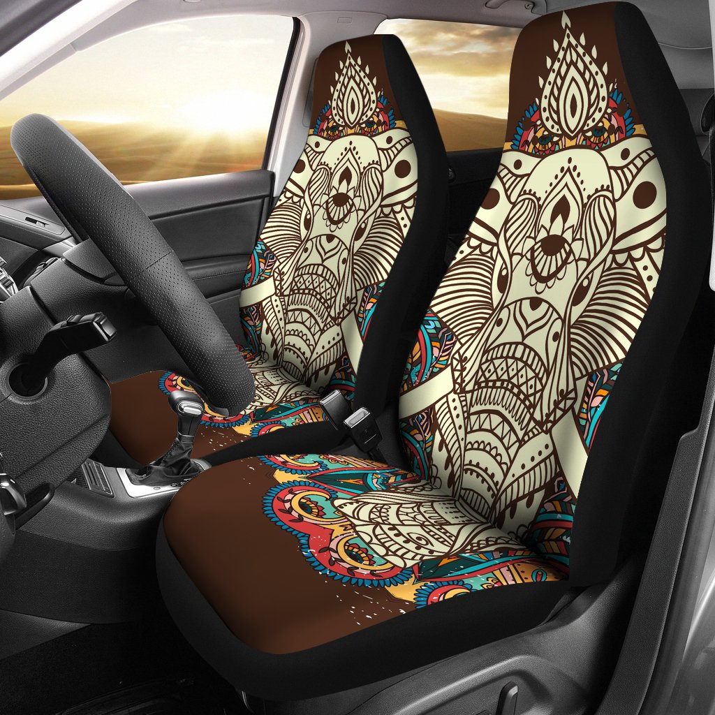 Elephant Colorful Indian Universal Fit Car Seat Covers