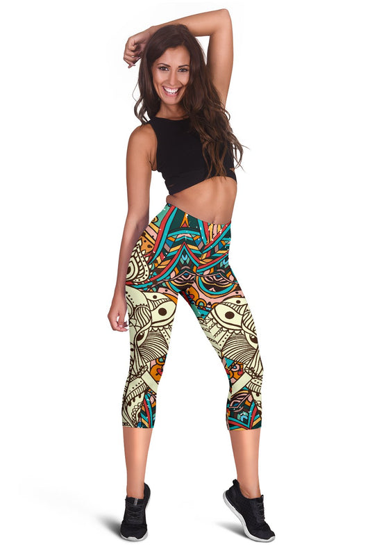 Elephant Colorful Indian Women Capris