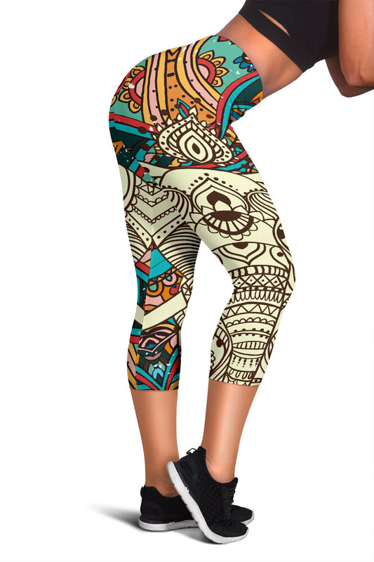 Elephant Colorful Indian Women Capris