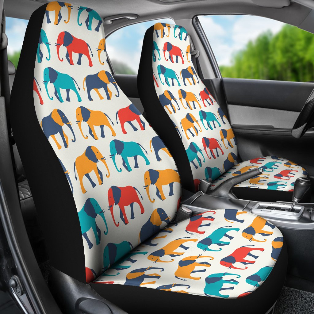 Elephant Colorful Print Pattern Universal Fit Car Seat Covers
