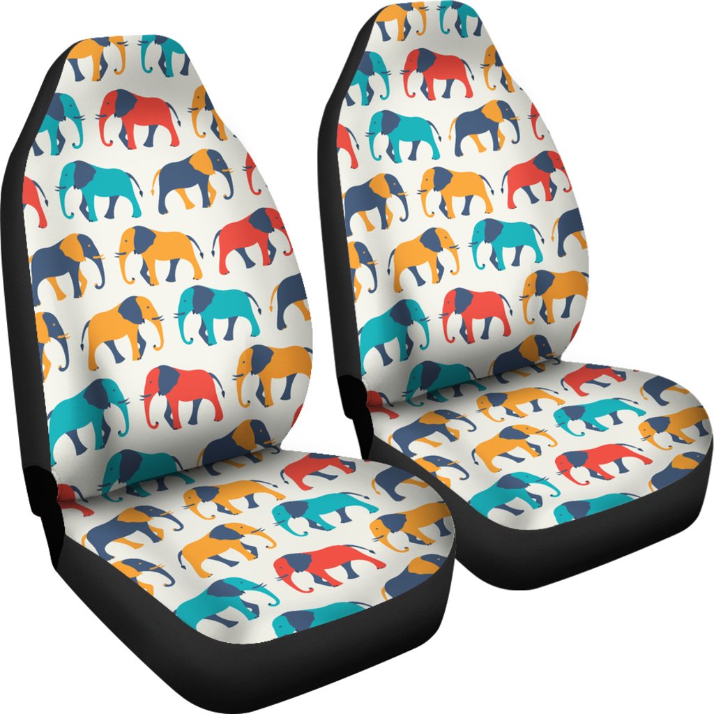 Elephant Colorful Print Pattern Universal Fit Car Seat Covers