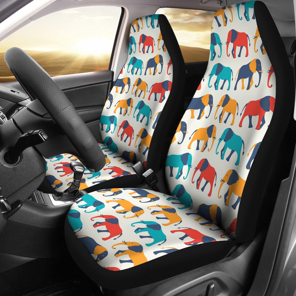 Elephant Colorful Print Pattern Universal Fit Car Seat Covers