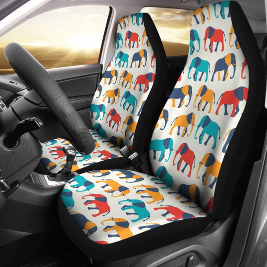 Elephant Colorful Print Pattern Universal Fit Car Seat Covers
